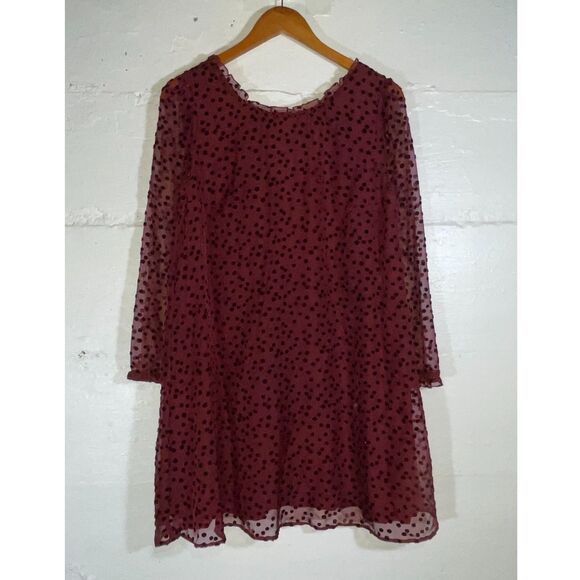 Sezane Burgundy Polka Dot Mini Dress - Picture 2 of 11
